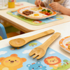 Natural Children's Bamboo Spoon Set with Laser Engraved Logo Eco-Friendly & BPA Free