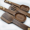 High Quality Kitchen Tools Acacia Wood Kitchen Cooking Set Wood 4 Piece Utensil With Holder