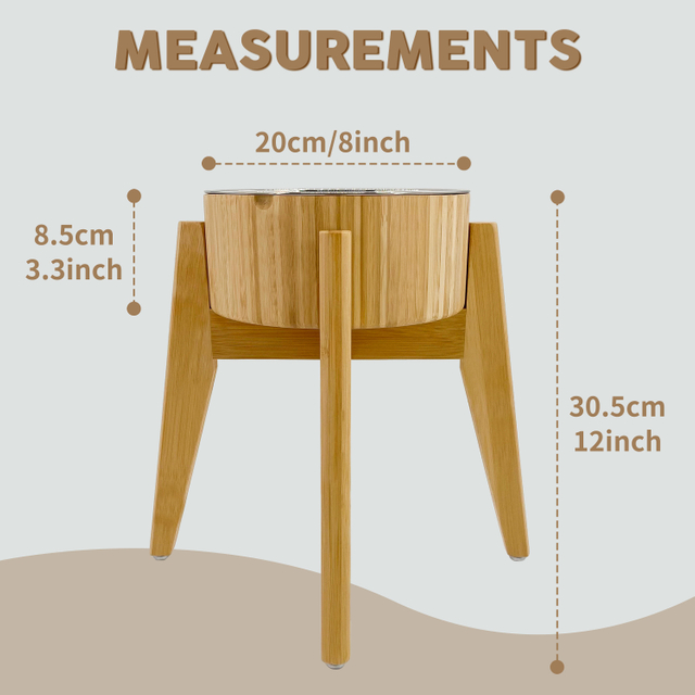 Quality Certification Bamboo Raised Pet Bowl Large Dog Slow Food Bowl Holder with Stainless Steel Bowl for Kitchen Use