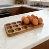 Japanese Style Eco-Friendly Wooden Double Row Egg Storage Box Home Organizer Rack for Fresh Eggs in Kitchen Refrigerator Storage