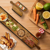 Christmas Party Serving Tray Gift Set Wooden Cheese Board and Wine Glass Spliced Rectangular Tray for Holiday Entertaining