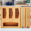 Kitchen Bamboo Drawer Organizers with Plastic Foil Wrap Dispenser Holder Foldable Ziplock Bag Storage Organizer Wooden Lids