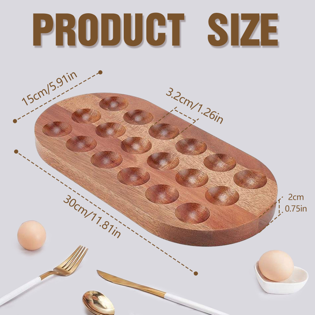 Factory Custom High Acacia Wood Storage Box Holder Eighteen-Piece Wooden Egg Tray for Home Use for Refrigerator Stirring