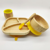 YCZM Baby Divided Integrated Bamboo and Wooden Dining Tray with Silicone Suction Cup