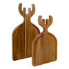 Modern Acacia Wooden Cutting Board Antler Handle Christmas Charcuterie Serving Tray for Cheese Vegetables Food Laser Chopping