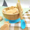 Easy Feed Baby Suction Bowl and Spoon Set, Stay Put Feeding Bowl, Natural Bamboo