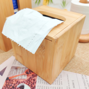Bamboo Lacquer Finish Square Tissue & Napkin Paper Case Large Capacity Durable Lid Home Office Desktop Hotel Table Furniture