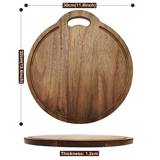Wholesale Acacia Wood Cutting Board for Chopping in Kitchen or Restaurant Custom Logo Round Cheese Board