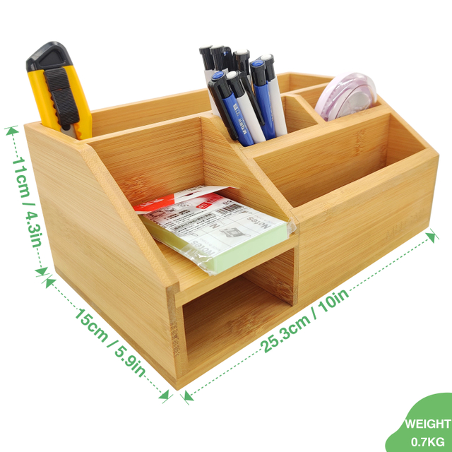 Homex-BSCI Factory Multifunctional Rectangle Bamboo Storage Organizer Storage Box Natural Bamboo File Holder Pen Holder