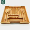 Silverware Tray Storage Organizer Expandable Bamboo Kitchen Drawer Utensil Tray for Forks Knives Home Bathroom Tableware Usage