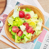 OEM Hot Selling Round Bamboo Wood Salad Bowl Set Handmade and Factory Customizable for Fruits Pasta Rice-Disposable
