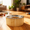 Hot Selling Eco-Friendly Bamboo Pet Tableware with Polished Inner Bowl Free Sample for Camping Use