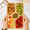 Bamboo Serving Tray with 5 Compartments Eco-Friendly Charcuterie Board Food Dish Plate Laser Logo for Presenting Dishes & Plates