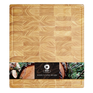 End Grain Cutting Board Large Rubber Wood Cutting Board with Juice Groove