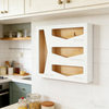 4 Compartments Square Bamboo Wood Food Storage Bag Organizer Box with Ziplock Dispenser for Kitchen Drawer