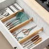 Natural Bamboo Stainless Steel Eco-Friendly Food Safe Multifunctional Adjustable Four-Layer Drawer Dividers for Kitchen Living