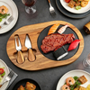 Custom Handmade Natural Black Slate and Wood Cheese Serving Board with Knife Set