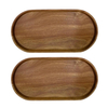 Wholesale Eco-Friendly Durable Custom Logo Acacia Wood Oval Plate Dish Laser for Kitchen Home Party Occasions Coffee Tea Service