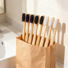 Eco-Friendly Biodegradable 100% Natural Compostable Bamboo Charcoal Toothbrush Set Pack of 8 Pcs