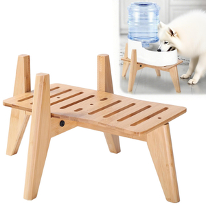 Hot Selling High Quality Bamboo Dog Bowl Stand Foldable Durable Eco-Friendly Adjustable Width Natural Color Contemporary Kitchen