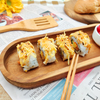 Japanese Style Minimalist Bamboo Oval Eco-Friendly Tray Plate Dish Custom Logo for Serving Fruit Tea Dessert Home Hotel Parties