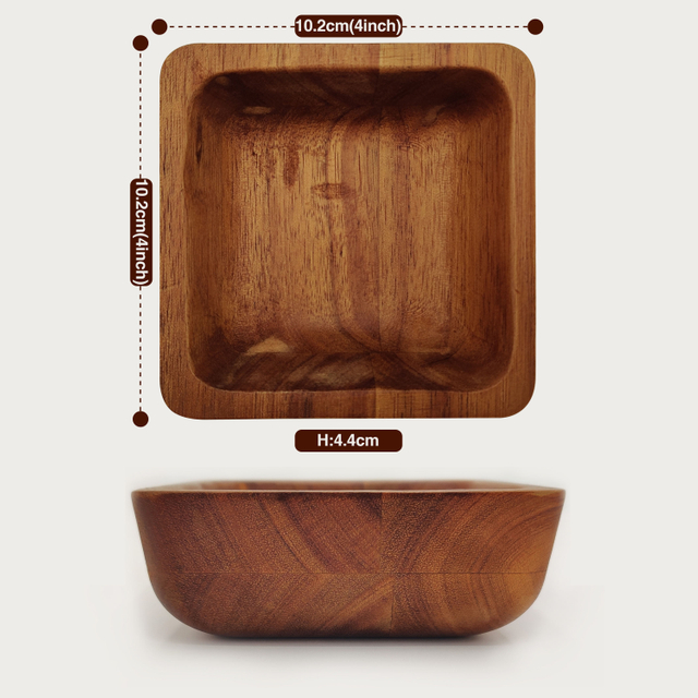 Eco-Friendly Mini and Disposable Wooden Square Bowl for Soy Sauce Dessert Dipping Sauce Perfect for Camping