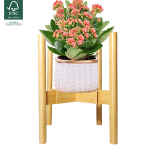 Hot Sale Extra Large Flower Pot Holder Bamboo Garden Brown Round Wood Fixed Size Wooden Plant Stand for Indoor Big Pots