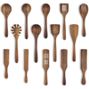 14-Piece Black Walnut Wooden Kitchen Utensil Set High Quality Eco-Friendly Bamboo and Ceramic Cookware for Outdoor Cooking
