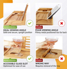 Natural Bamboo Wood Modern Four-Piece Set Bath Tub Caddy Tray Extendable Arms and Adjustable Legs 70x23CM for Bath Relaxation
