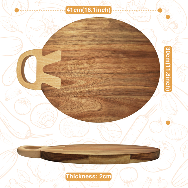 Acacia Wood Cutting Board with Handle Eco-Friendly Kitchenware Dishwasher Safe Chopping Board for Cheese & Charcuterie Serving