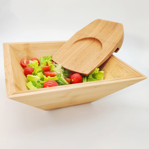Wholesale Eco-friendly Bamboo Wood Salad Bowl Set With 2 Server Utensils for High Quality