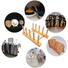 Dish Drying Rack Natural Bamboo Wooden Dishes Drainer Plate Rack Stand Pot Lid Holder Eco Friendly Kitchen Organizer