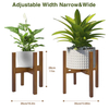 Adjustable Indoor Plant Stand Bamboo Mid Century Modern Stable Plant Holder Fits 8 9 10 11 12 Inch Pots Utility Racks