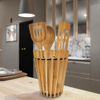 Wholesale Eco-Friendly Custom Bamboo Utility Rack Natural Bamboo Cutlery Spoon Wood Utensil Crock Flatware Organizer for Kitchen