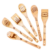 Custom Eco-Friendly Holiday Kitchen Utensils Original Bamboo Laser Logo 6-Piece Flatware Set with Spoon and Spatula
