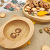 Custom Eco Divided Wood Wooden Bamboo Children's Baby Kids Dinner Dish Plate Set for Kids Baby Bowl