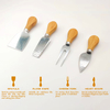 Cheap Eco-Friendly Stainless Steel Cheese Slicer Butter Knife Set Cheese Butter Cake Board Cutter Tool Cutting Knife Wooden