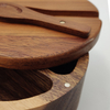Custom Logo Natural Acacia Wood Seasoning Spice and Salt Box Cellar with Spoon