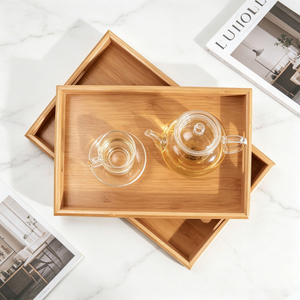 Bamboo Tray Rectangular Tea Tray Solid Wood Household Kung Fu Tea Set Water Cup Tray