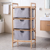 Wholesale 3 Layers Bathroom Shelf Storage Bamboo Waterproof Laundry Basket Hamper with Handle Storage Drawers
