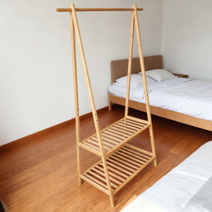 Bamboo Coat Rack Eco-Friendly Cloth Hanger for Home Hotel Bedroom Bathroom Warehouse Dining School Hospital Workshop