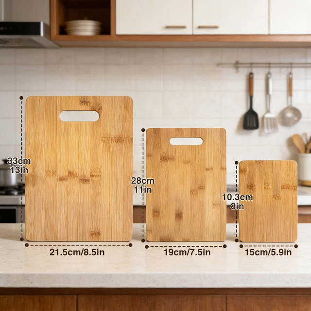 Wholesale 3-Piece Reversible Wood Cutting Chopping and Serving Board Cook Block Set for Kitchen Use Made From Bamboo Wooden