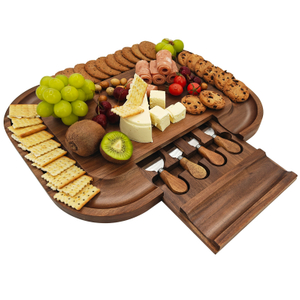 Luxury Wood Cheese Board and Knife Set Bamboo Cheese Board Large Wood Cheese Board