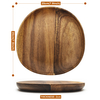 Irregular Round Acacia Walnut Wood Plate Disposable Eco-Friendly European Design for School Occasions for Dinner Dishes Salads