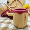 Hot Sale Environmentally Friendly Baby Anti-fall Bamboo Open Cup with pink Silicone Cup Mouth