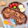 Walnut Wood Dinner Plates Round Wood Plates Set Easy Cleaning Lightweight for Dishes Snack Dessert