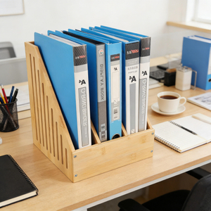 2026 Bamboo Magazine File Holder Organizer 3 Compartments DIN A4 Format Office Desk Magazine File Organizers