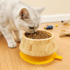 Premium Non-Slip Bamboo Cat Bowl, Suction Silicone Base Pet Feeder for Cats & Small Dogs