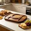 Eco-Friendly Food-Safe Acacia Wood Divided Tray,Durable Multi-Compartment Wooden Serving Board for Home, Cafe and Restaurant Use