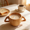 Premium Natural Bamboo Double Handle Cup, Eco-Friendly Lightweight Wooden Mug for Kids, Toddlers and Daily Breakfast Use